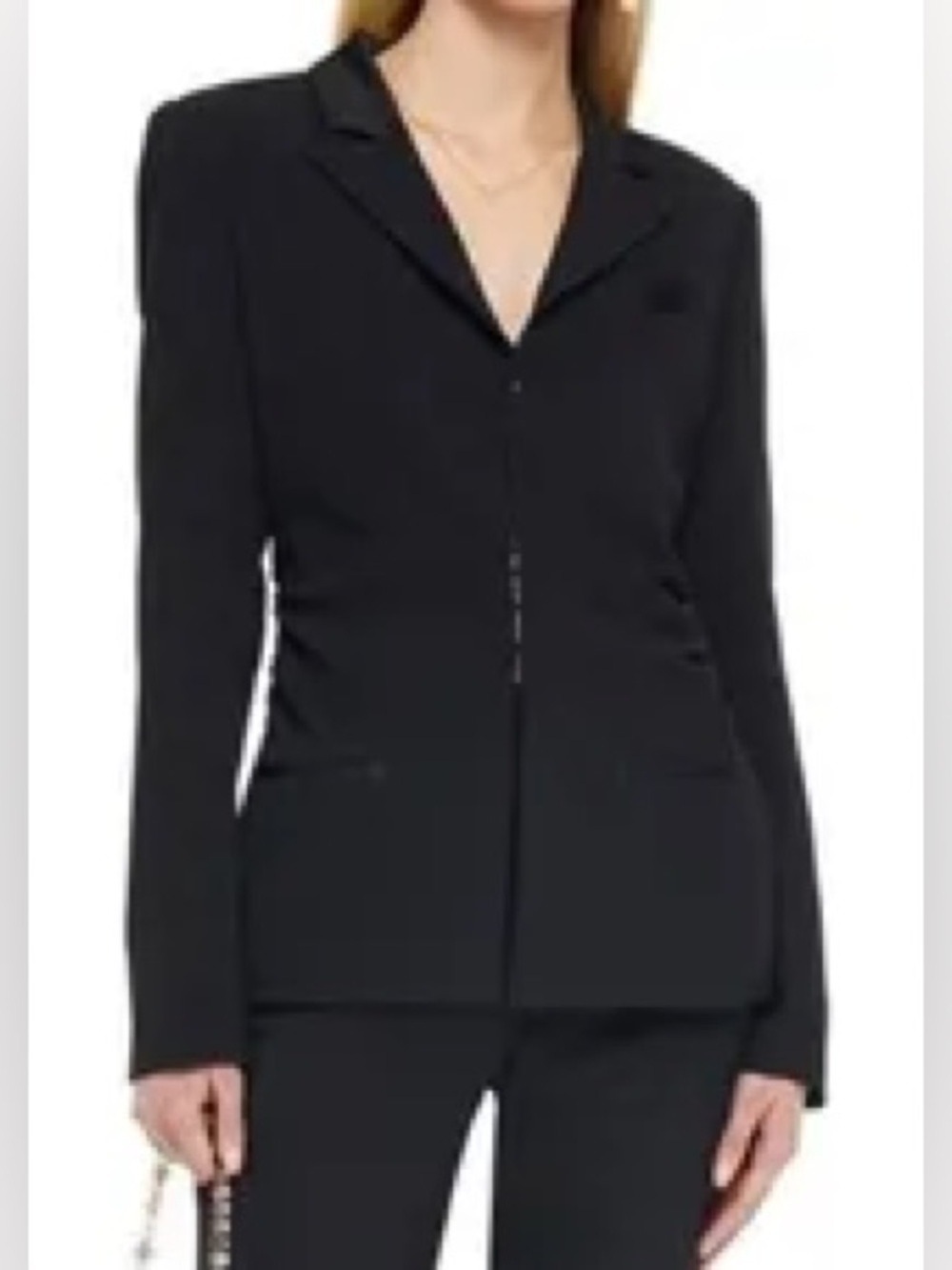 Jonathan Simkhai Aleksa Black Ruched Crepe Blazer
